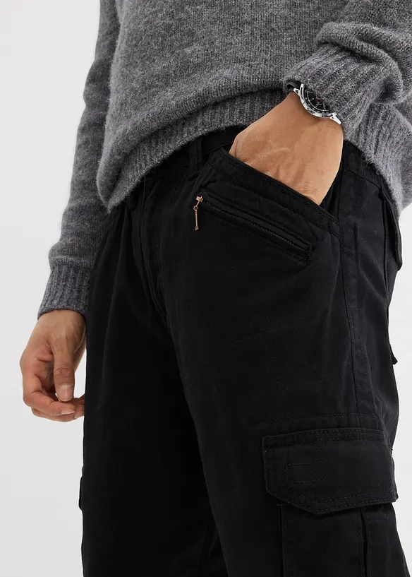 Cargobyxa i bomull, avslappnad passform, raka ben, bonprix