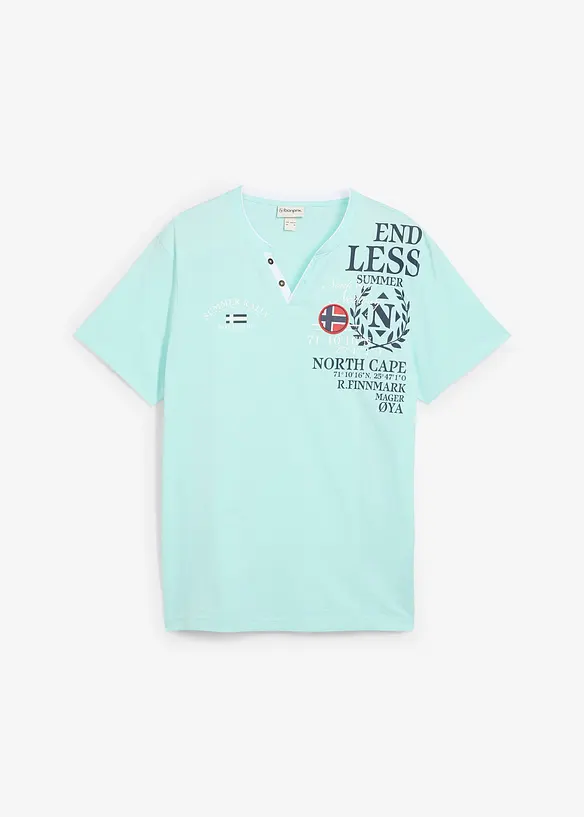 T-shirt i ekologisk bomull med kort knappslå, bonprix