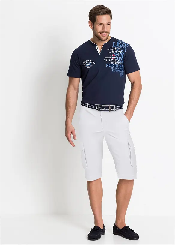 T-shirt i ekologisk bomull med kort knappslå, bonprix