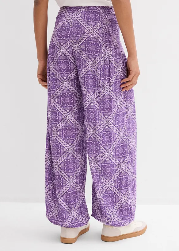 Byxa av mjuk viskos med resårlinning, bonprix