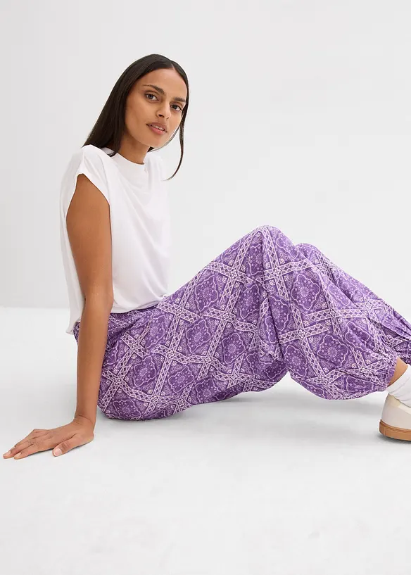 Byxa av mjuk viskos med resårlinning, bonprix