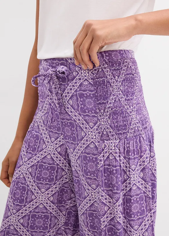 Byxa av mjuk viskos med resårlinning, bonprix