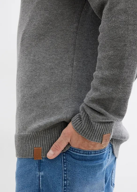 Finstickad tr&ouml;ja med rund halsringning och bomull, bonprix