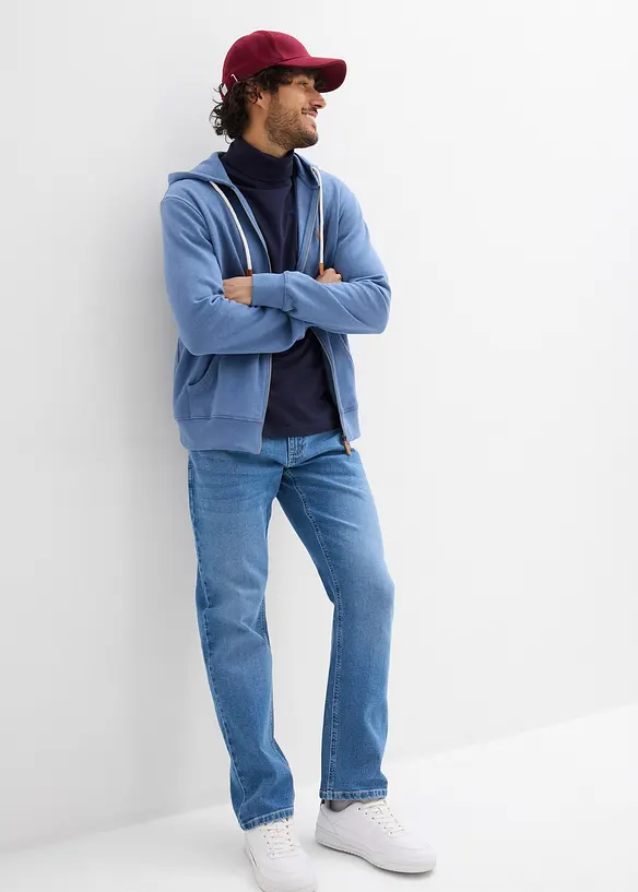 Munkjacka med detaljer i skinnimitation, bonprix