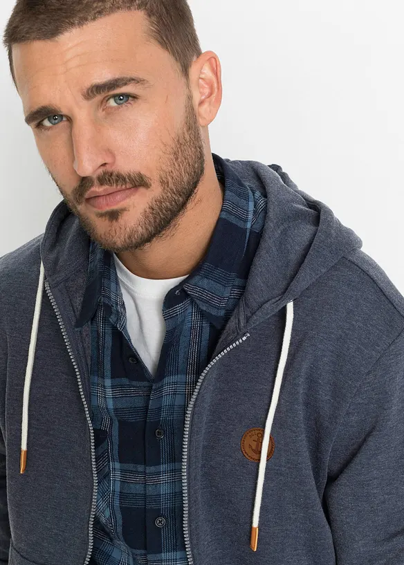 Munkjacka med detaljer i skinnimitation, bonprix