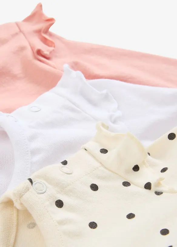 Body med rysch och ekologisk bomull f&ouml;r bebisar (3-pack), bonprix