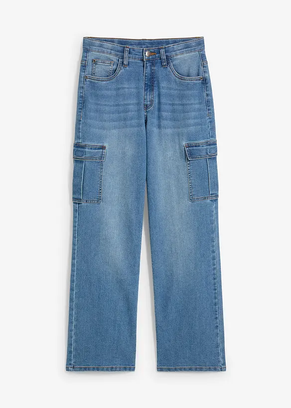 Loose Fit Stretch Cargo Jeans, Straight, bonprix