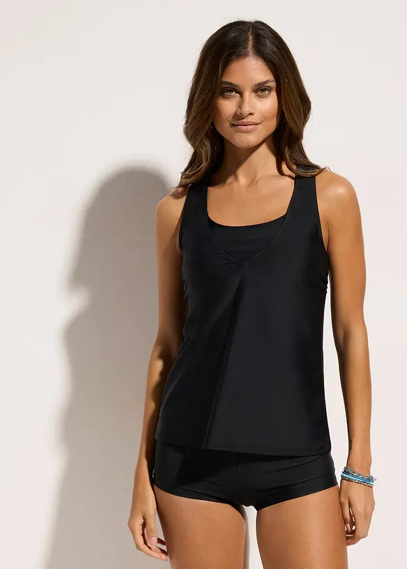 Tankini + bikini&ouml;verdel i band&aring;stil (3 delar), bonprix