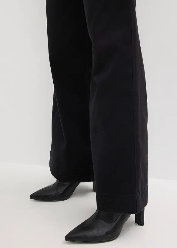 Byxa med vida ben och veck samt res&aring;rlinning, bonprix