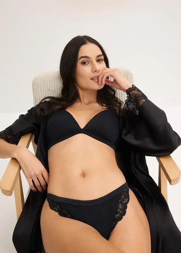 Tangastringtrosa med ribbstickat material, bonprix