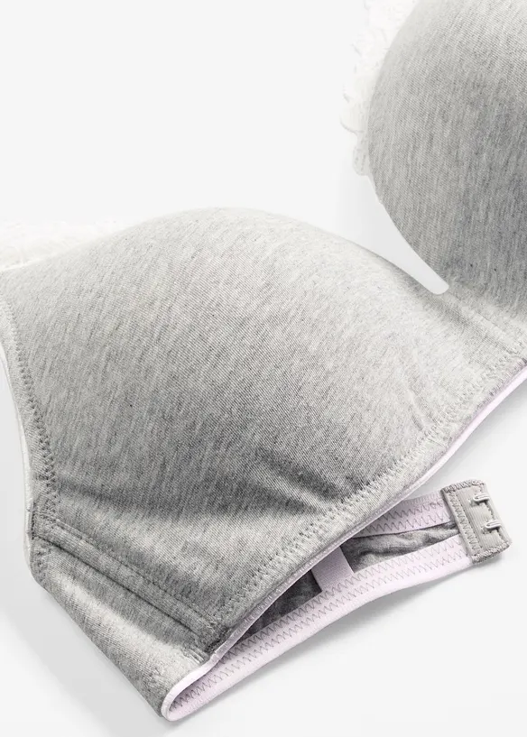 BH med formpressade kupor, utan bygel, med bomull och spets, bonprix