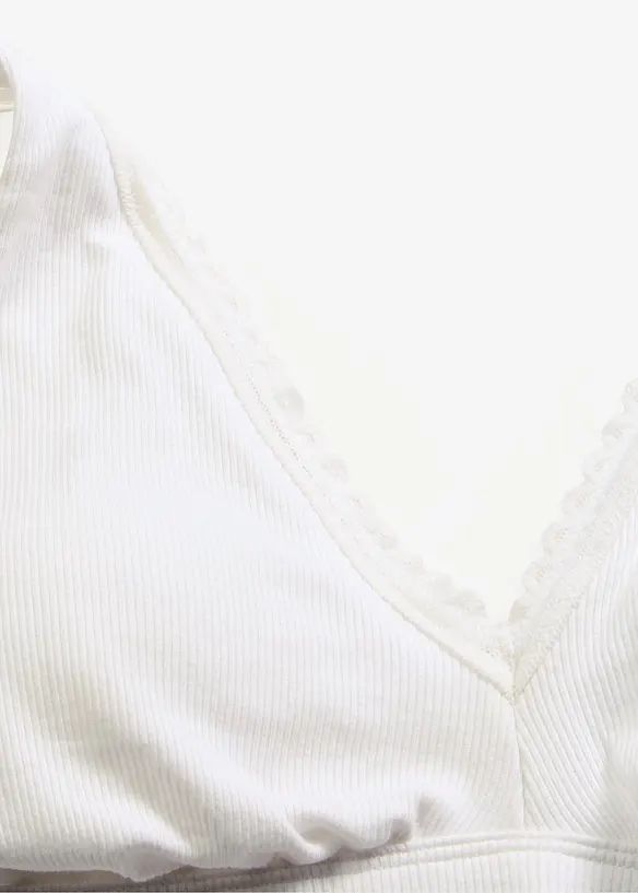 Vadderad bralette utan bygel, med ekologisk bomull och spets, bonprix