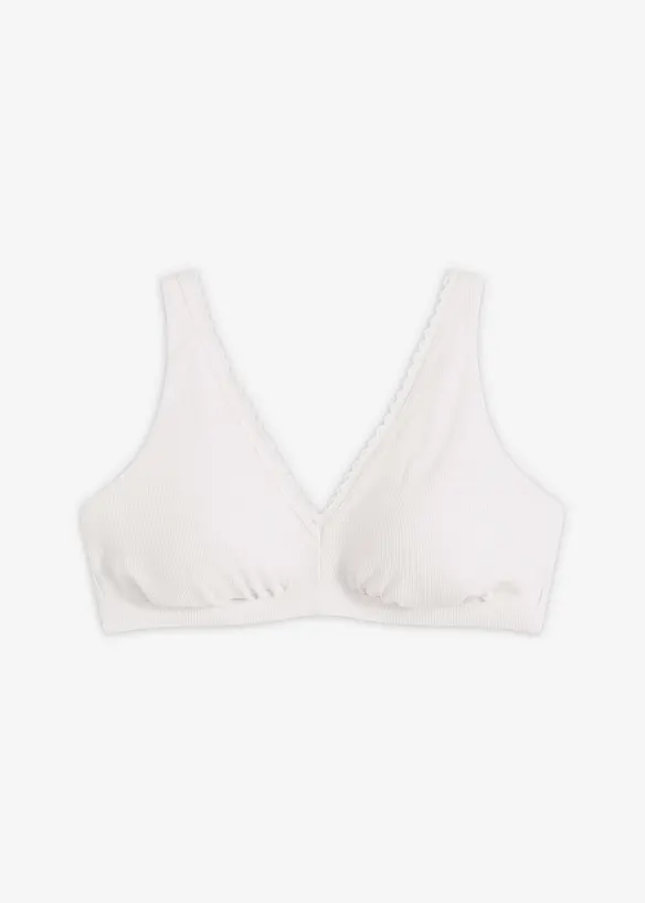 Vadderad bralette utan bygel, med ekologisk bomull och spets, bonprix