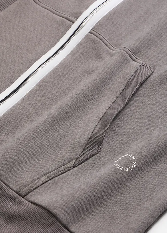 Fodrad sweatshirtjacka, snabbtorkande, bonprix