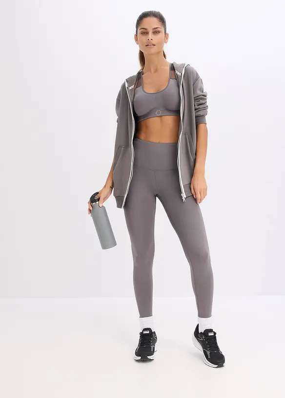 Fodrad sweatshirtjacka, snabbtorkande, bonprix