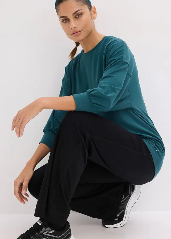 Oversized sporttopp med &frac34;-&auml;rmar, snabbtorkande, bonprix