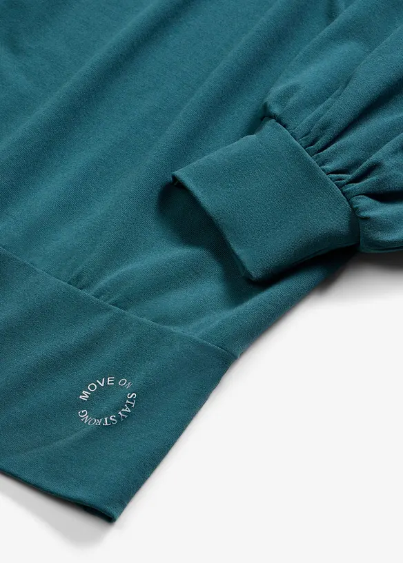 Oversized sporttopp med &frac34;-&auml;rmar, snabbtorkande, bonprix