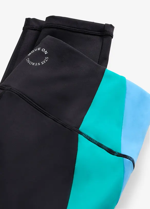 Snabbtorkande sportleggings med kontrasterande f&auml;rger, bonprix