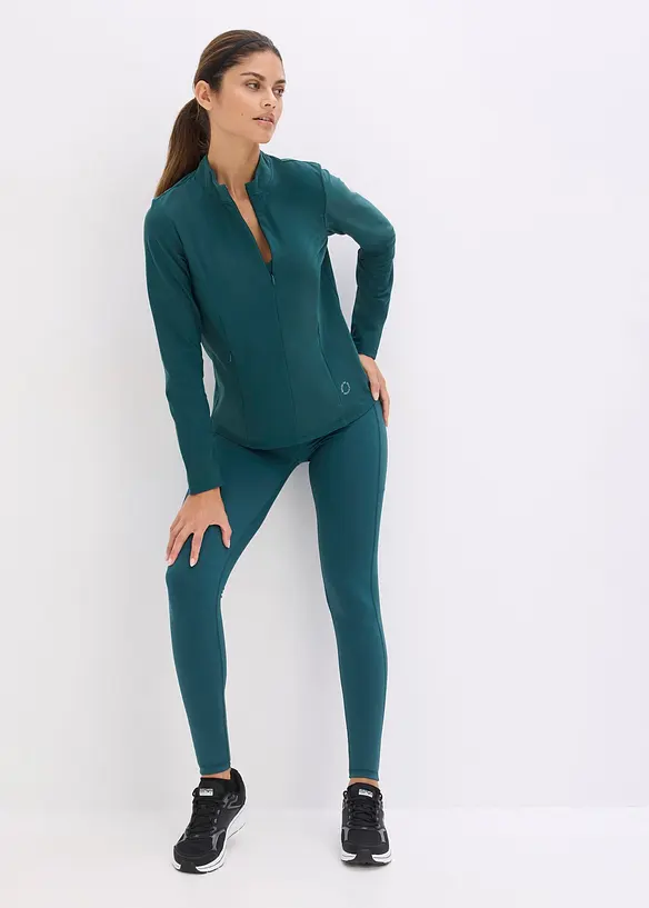 Sportleggings med mobilficka, snabbtorkande, bonprix