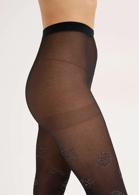 Strumpbyxa med glittrigt julm&ouml;nster, bonprix