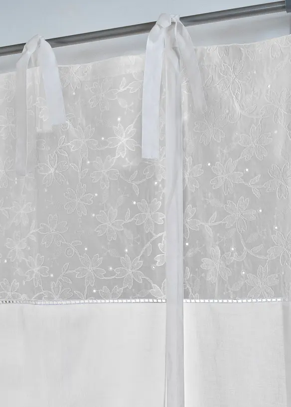 Hissgardin med knytband och broderi, bonprix