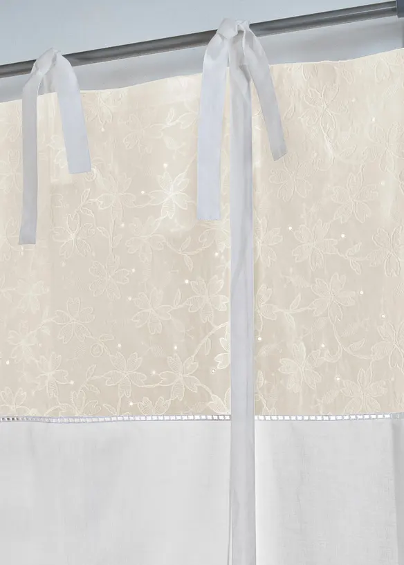 Hissgardin med knytband och broderi, bonprix