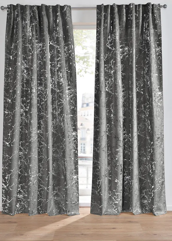 M&ouml;rkl&auml;ggande gardinl&auml;ngd med glansigt m&ouml;nster (1-pack), bonprix