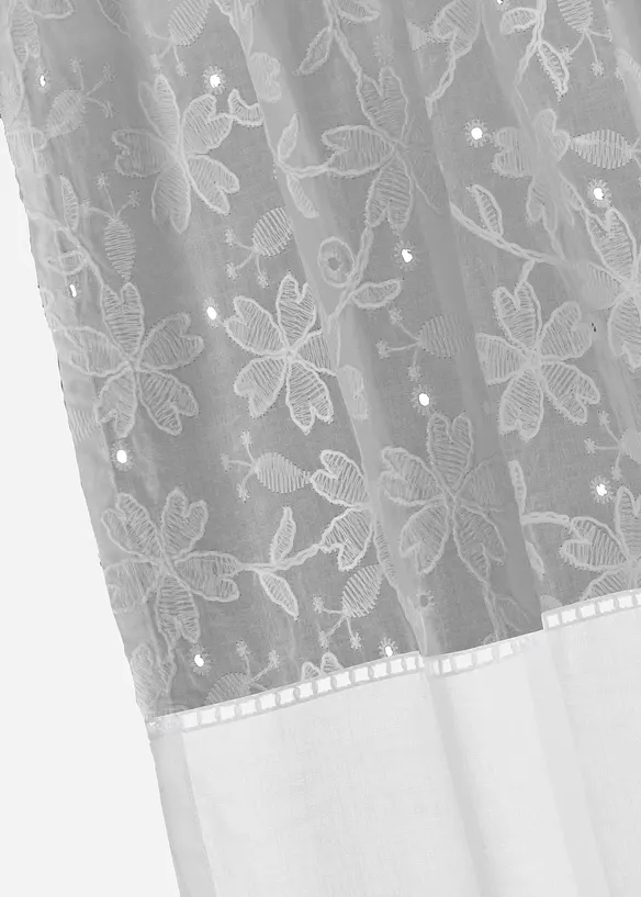 Gardinl&auml;ngd med broderi i ekologisk bomull (1-pack), bonprix