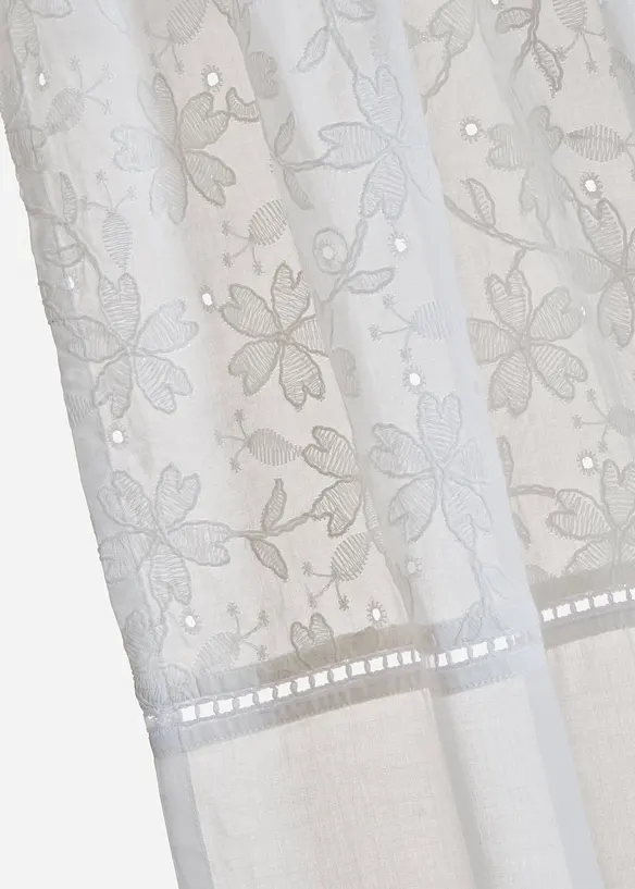 Gardinl&auml;ngd med broderi i ekologisk bomull (1-pack), bonprix