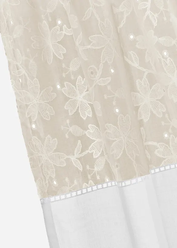 Gardinl&auml;ngd med broderi i ekologisk bomull (1-pack), bonprix