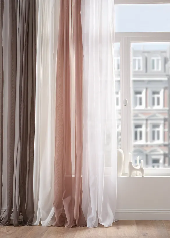 Gardin av l&auml;tt voile med dolda h&auml;llor (1-pack), bonprix