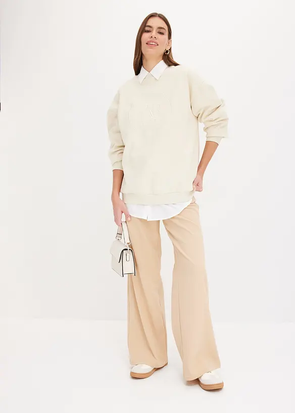 Oversizeblus i bomull med trekvartsärm, bonprix