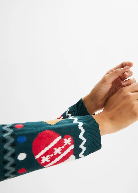 Kort stickad kl&auml;nning med pepparkakor, bonprix