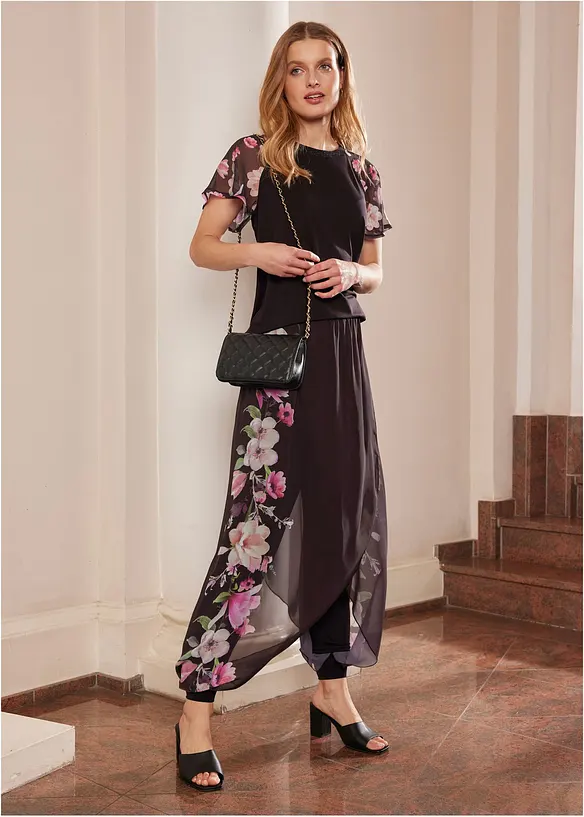 Topp med chiffong&auml;rmar, bonprix