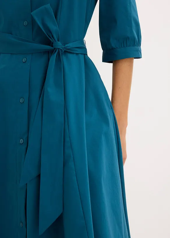 Skjortkl&auml;nning med spets och knytband, bonprix