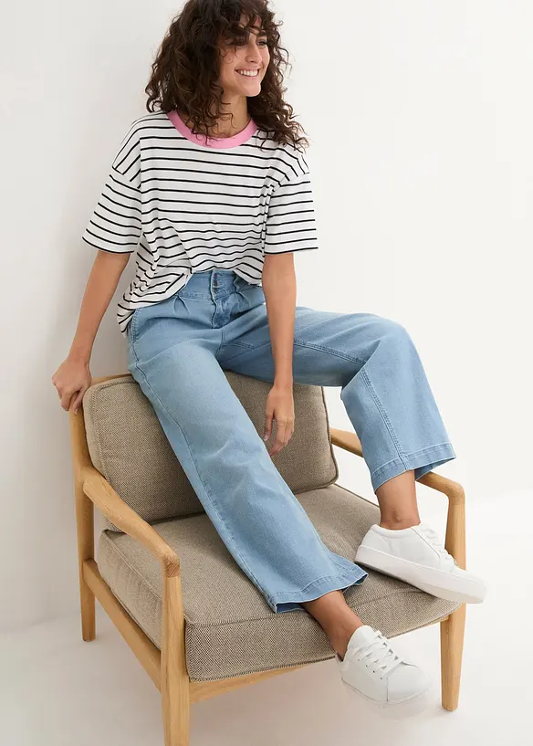 Wide Leg Jeans High Waist, med bekväm midja, bonprix