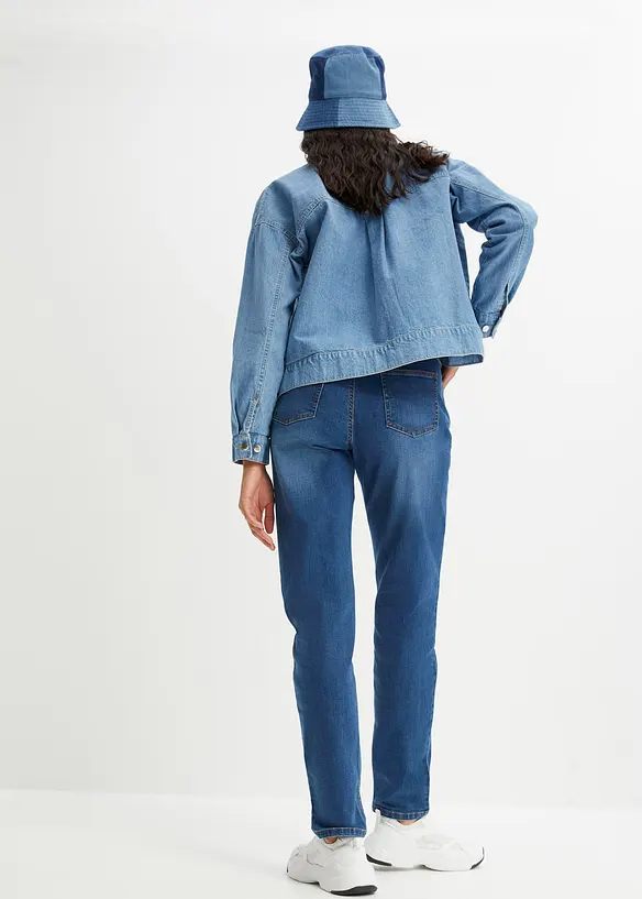 Stretchiga mom jeans med h&ouml;g midja, bonprix