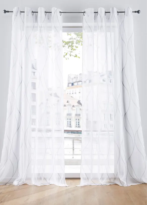 Gardin med v&aring;gmotiv (1-pack) i &aring;tervunnen polyester, bonprix