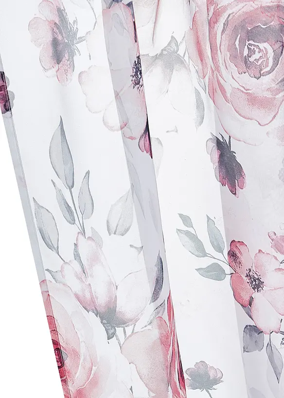 Gardin i &aring;tervunnen polyester med blomm&ouml;nster (1-pack), bonprix