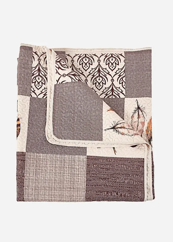 S&auml;ng&ouml;verkast med tryckt m&ouml;nster i lappt&auml;ckesstil, bonprix