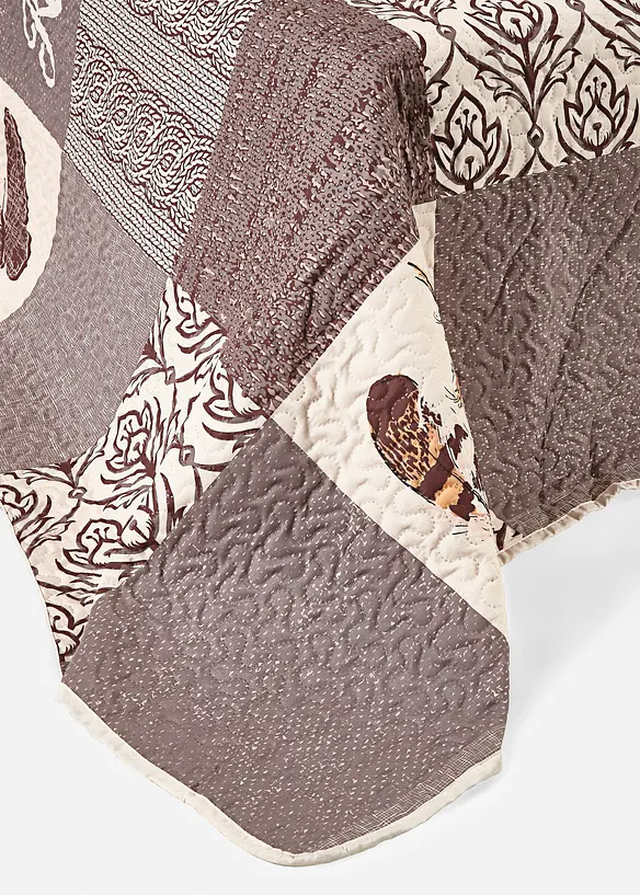 S&auml;ng&ouml;verkast med tryckt m&ouml;nster i lappt&auml;ckesstil, bonprix