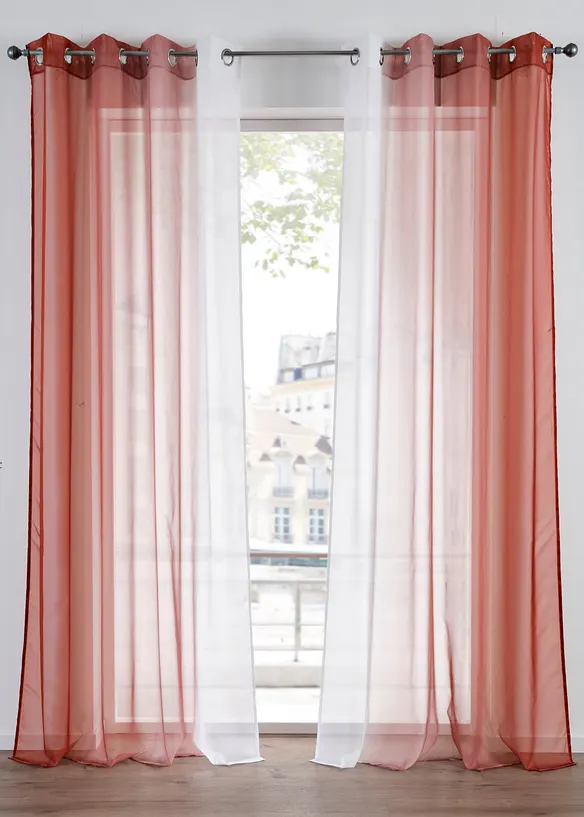 Gardin av l&auml;tt voile, &auml;ven extral&aring;ng (2-pack), bonprix