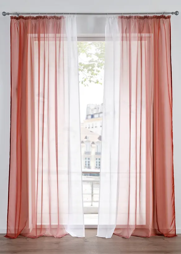 Gardin av l&auml;tt voile, &auml;ven extral&aring;ng (2-pack), bonprix