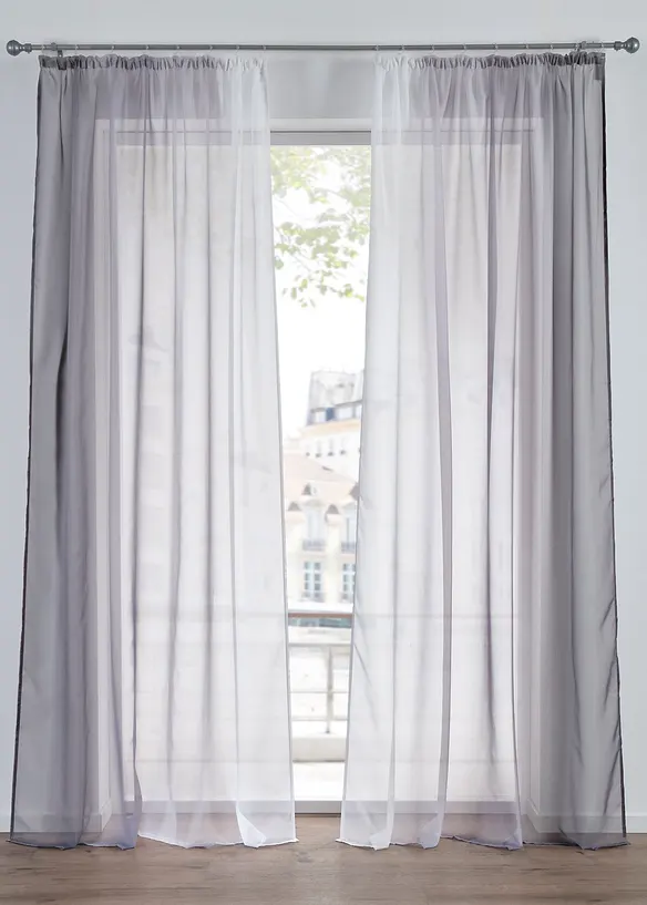 Gardin av l&auml;tt voile, &auml;ven extral&aring;ng (2-pack), bonprix