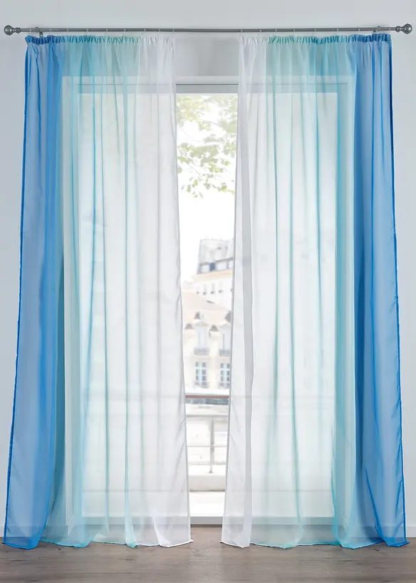 Gardin av l&auml;tt voile, &auml;ven extral&aring;ng (2-pack), bonprix