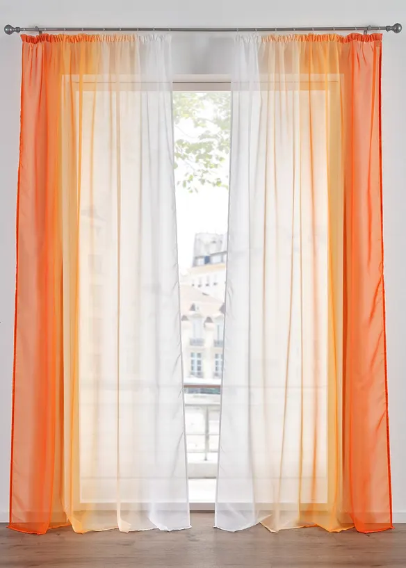 Gardin av l&auml;tt voile, &auml;ven extral&aring;ng (2-pack), bonprix