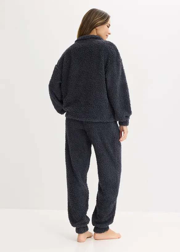 Tr&ouml;ja med krage och knappar och byxa, av mjukt material, bonprix