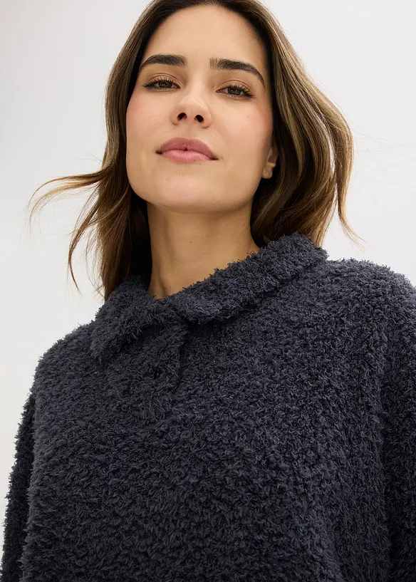 Tr&ouml;ja med krage och knappar och byxa, av mjukt material, bonprix