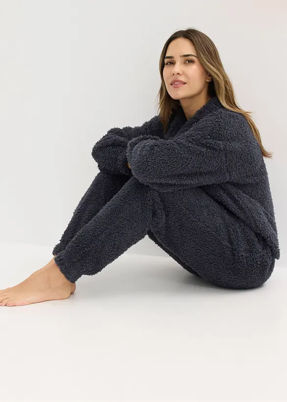 Tr&ouml;ja med krage och knappar och byxa, av mjukt material, bonprix