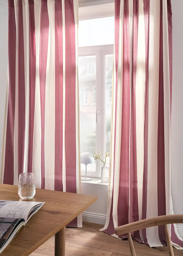 Gardinl&auml;ngd med r&auml;nder och &aring;tervunnen polyester (1-pack), bonprix